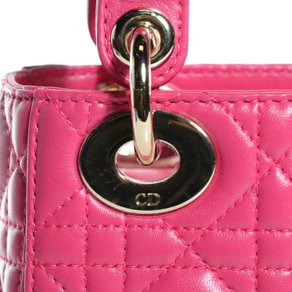 Christian Dior Lambskin Cannage Mini Lady Dior Hot Pink 10 of 10