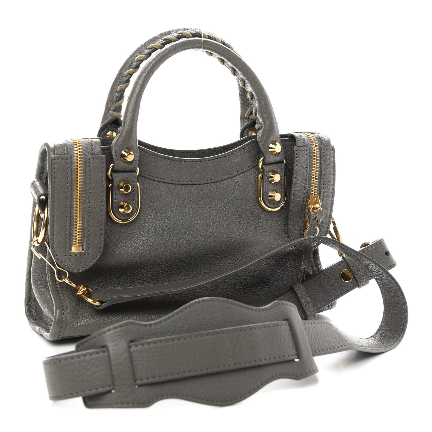 Balenciaga Chevre Gold Metallic Edge Hardware Mini City Gris Acier 2 of 9