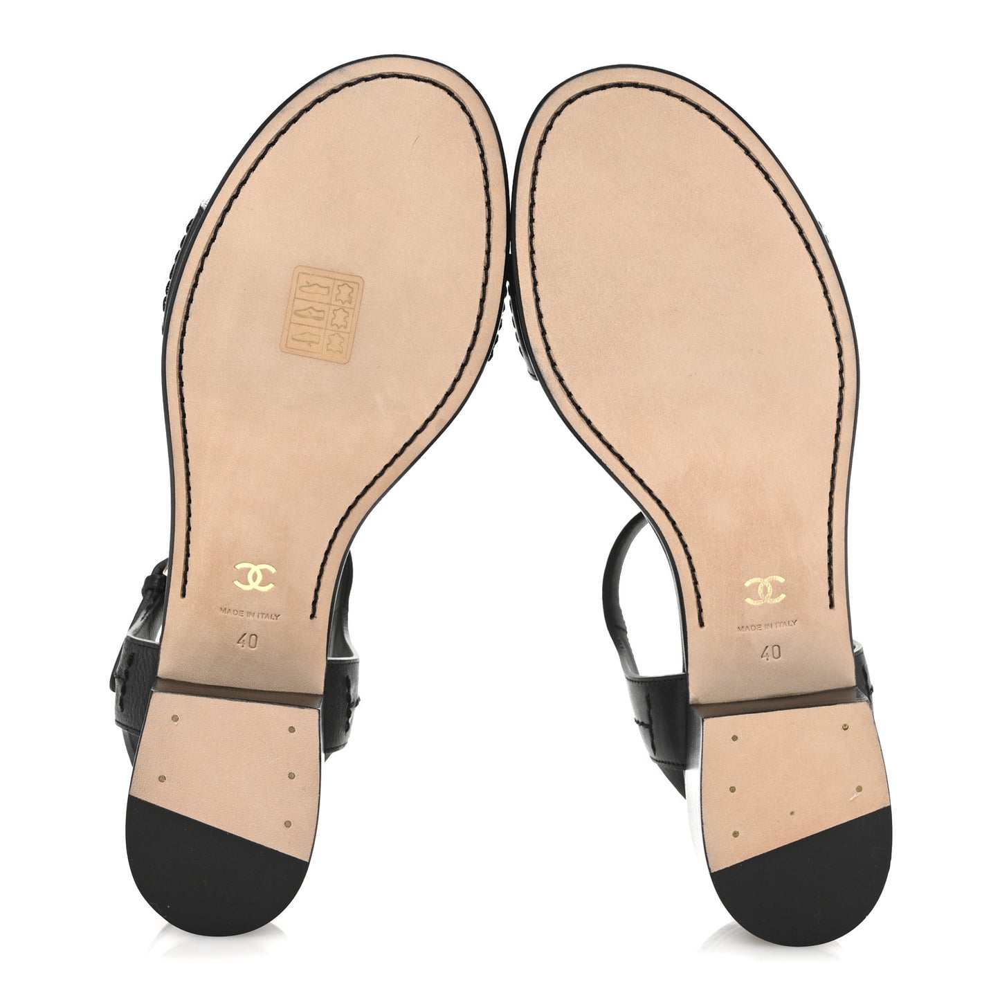 Calfskin CC Ankle Strap Sandals 40 Black