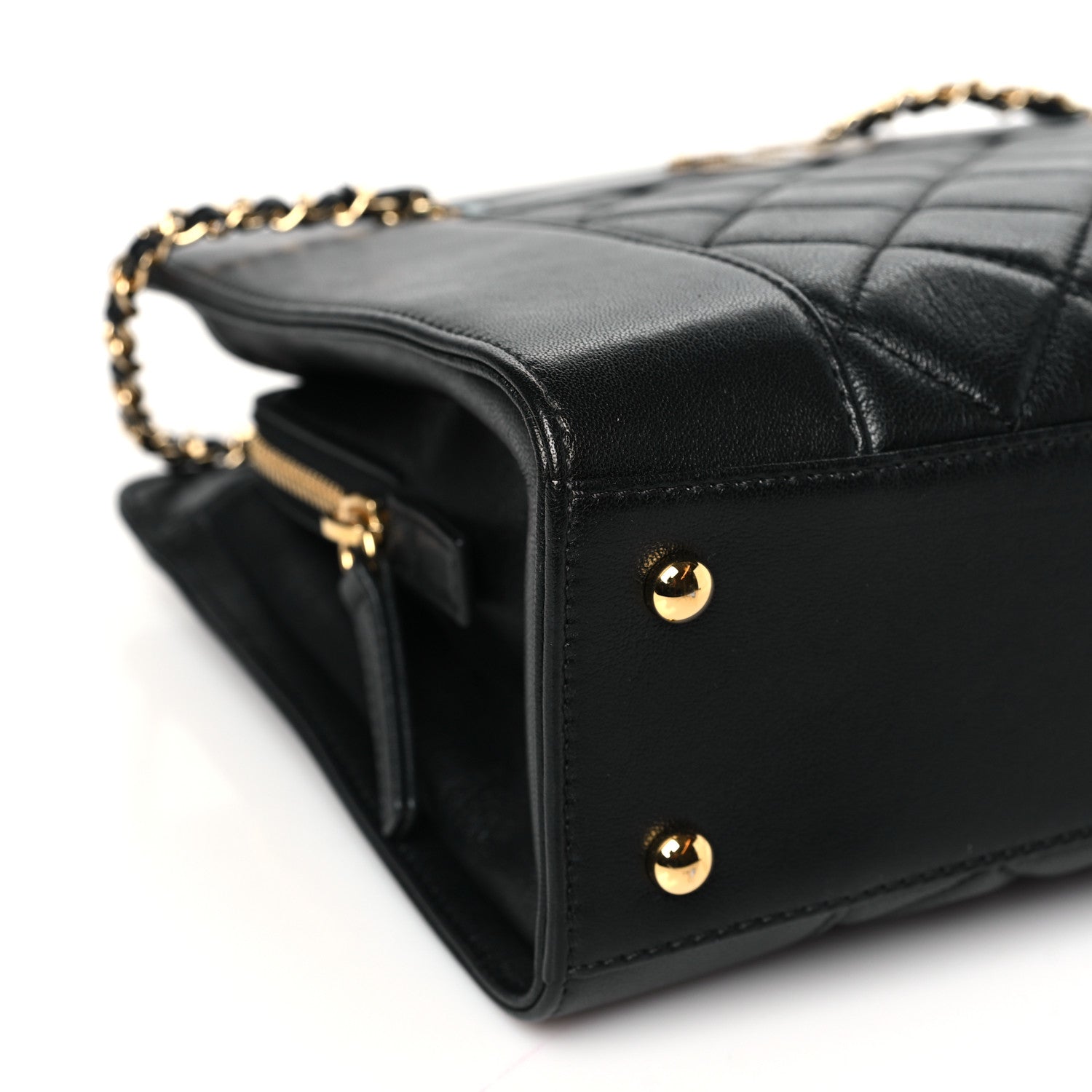 Chanel Sheepskin Quilted Small Mademoiselle Vintage Shopping Tote Black 9 of 10
