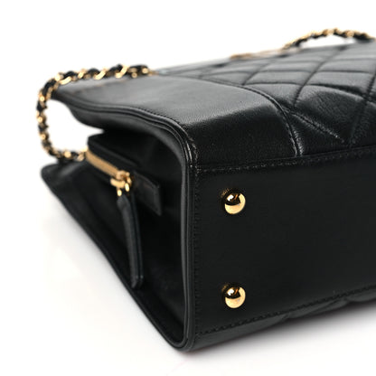 Chanel Sheepskin Quilted Small Mademoiselle Vintage Shopping Tote Black 9 of 10