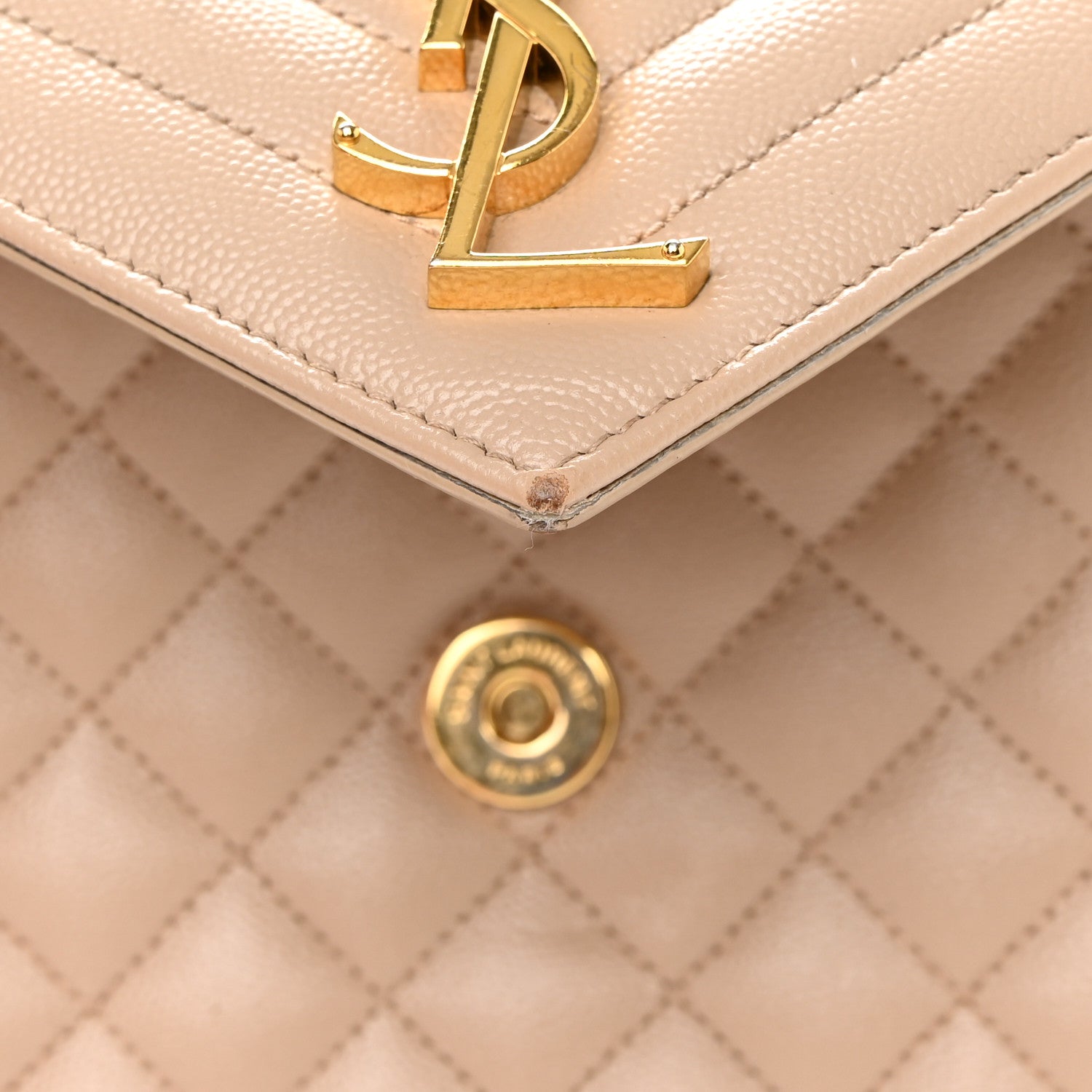 Saint Laurent Grain De Poudre Mixed Matelasse Large Triquilt Monogram Satchel Dark Beige 18 of 25