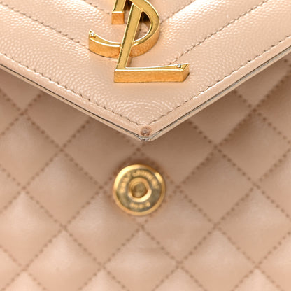 Saint Laurent Grain De Poudre Mixed Matelasse Large Triquilt Monogram Satchel Dark Beige 18 of 25