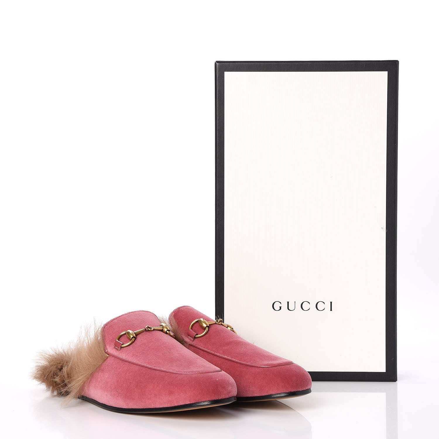 Gucci Velvet Fur Mens Princetown Slippers 7 Pink 8 of 8