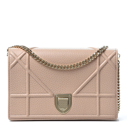 Christian Dior Grained Calfskin Diorama Wallet on Chain Pouch Nude 1 of 8