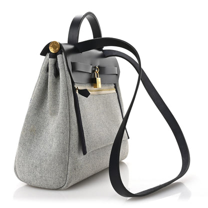 Hermes H Plume Canvas Vache Hunter Circuit 24 Herbag Zip Retourne 31 Bleu Royal Bleu Indigo Ecru 4 of 12