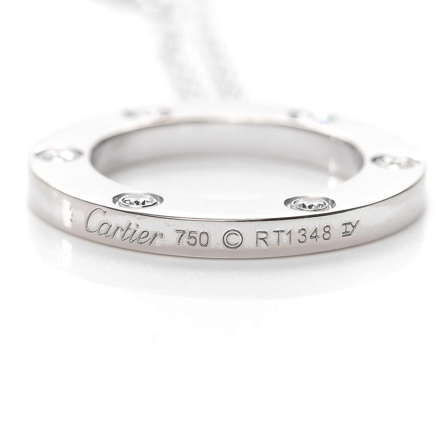 18K White Gold 6 Diamonds LOVE Pendant Necklace