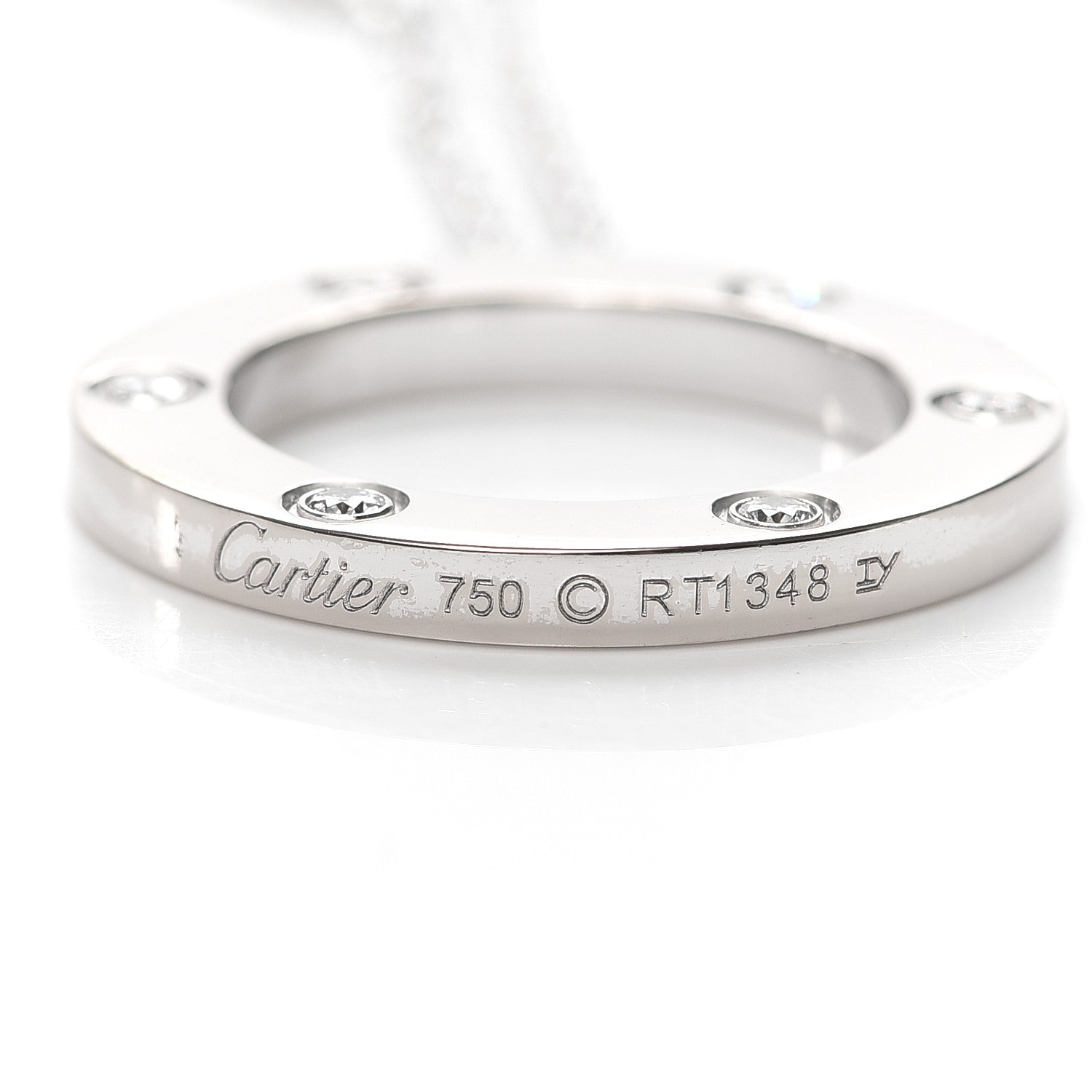 Cartier 18K White Gold 6 Diamonds LOVE Pendant Necklace 5 of 5