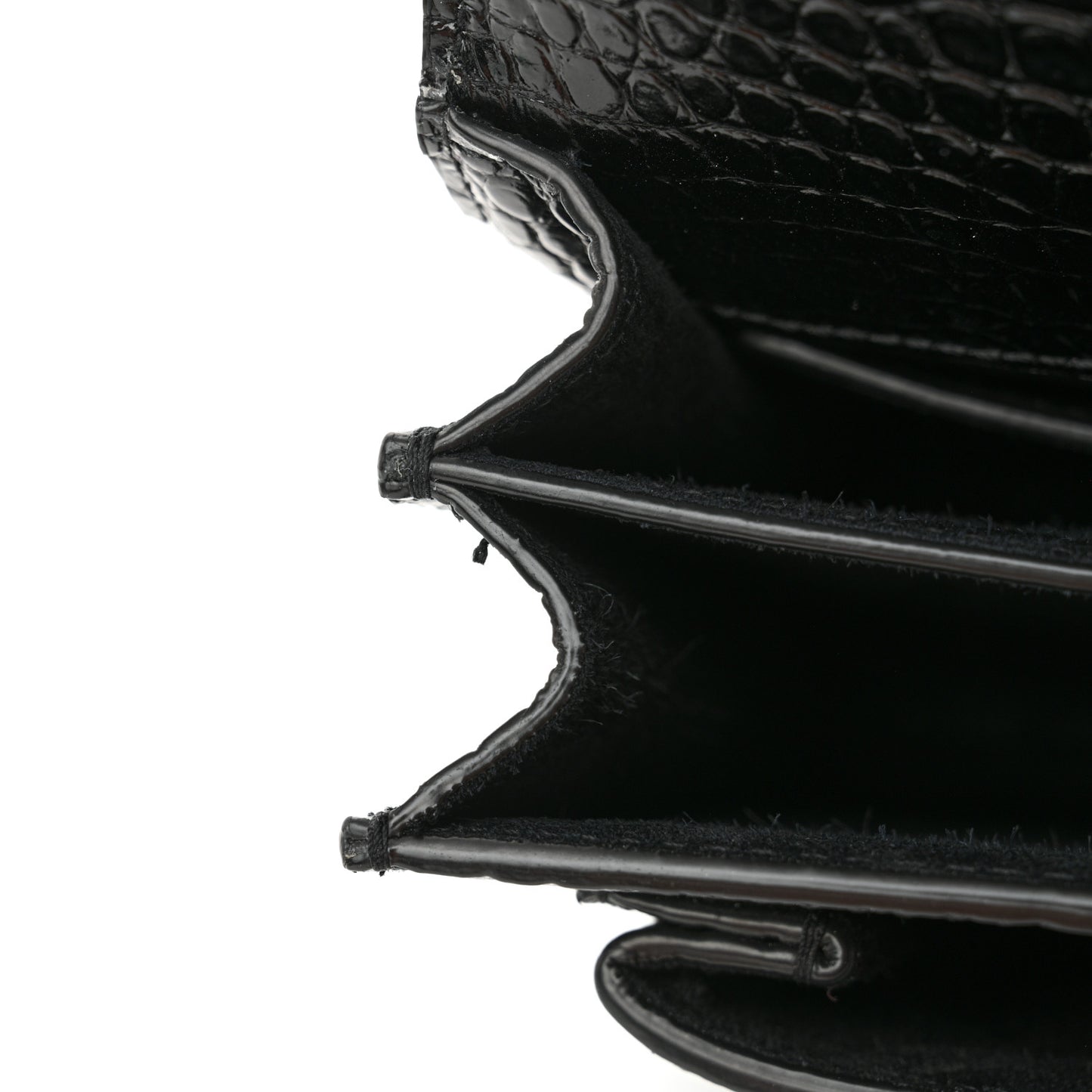 Calfskin Crocodile Embossed Medium Monochrome Monogram Sunset Black