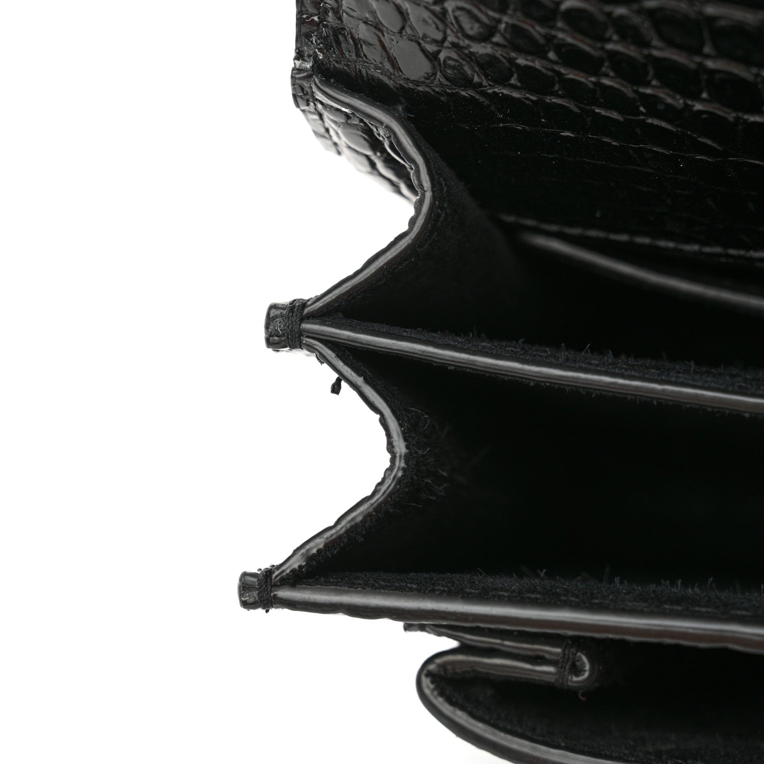 Saint Laurent Calfskin Crocodile Embossed Medium Monochrome Monogram Sunset Black 13 of 14