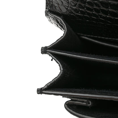 Saint Laurent Calfskin Crocodile Embossed Medium Monochrome Monogram Sunset Black 13 of 14