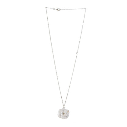 Chanel Enamel CC Camellia Pendant Necklace Gold White 3 of 6