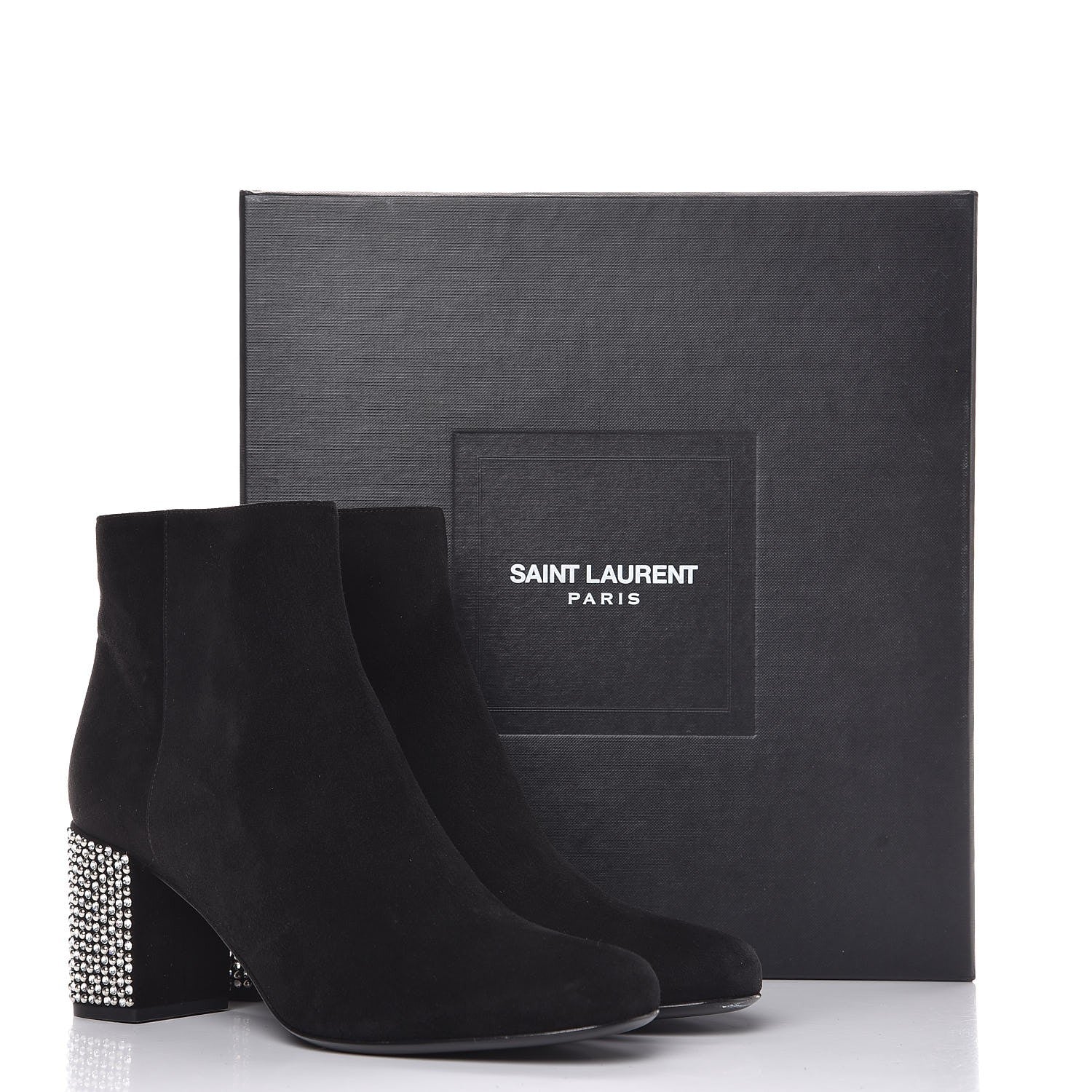 Saint Laurent Suede Crystal Studded Babies 70 Ankle Boots 38.5 Black 10 of 10
