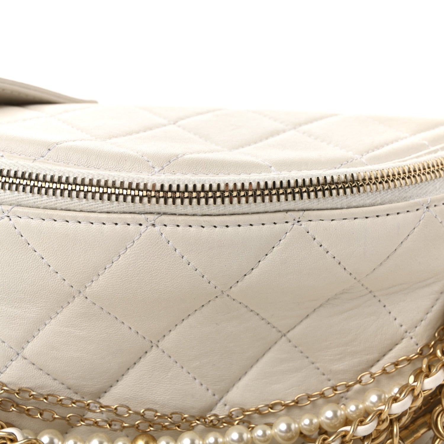 Chanel Lambskin Quilted All About Chains Waist Belt Bag White 8 of 10