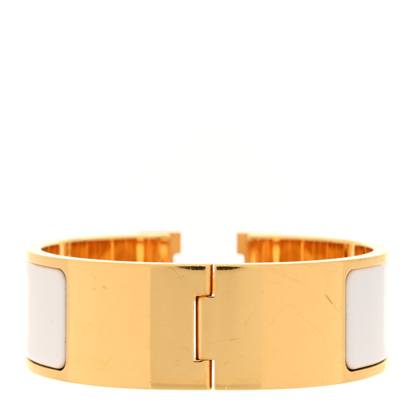 Enamel Wide Clic Clac H Bracelet GM White