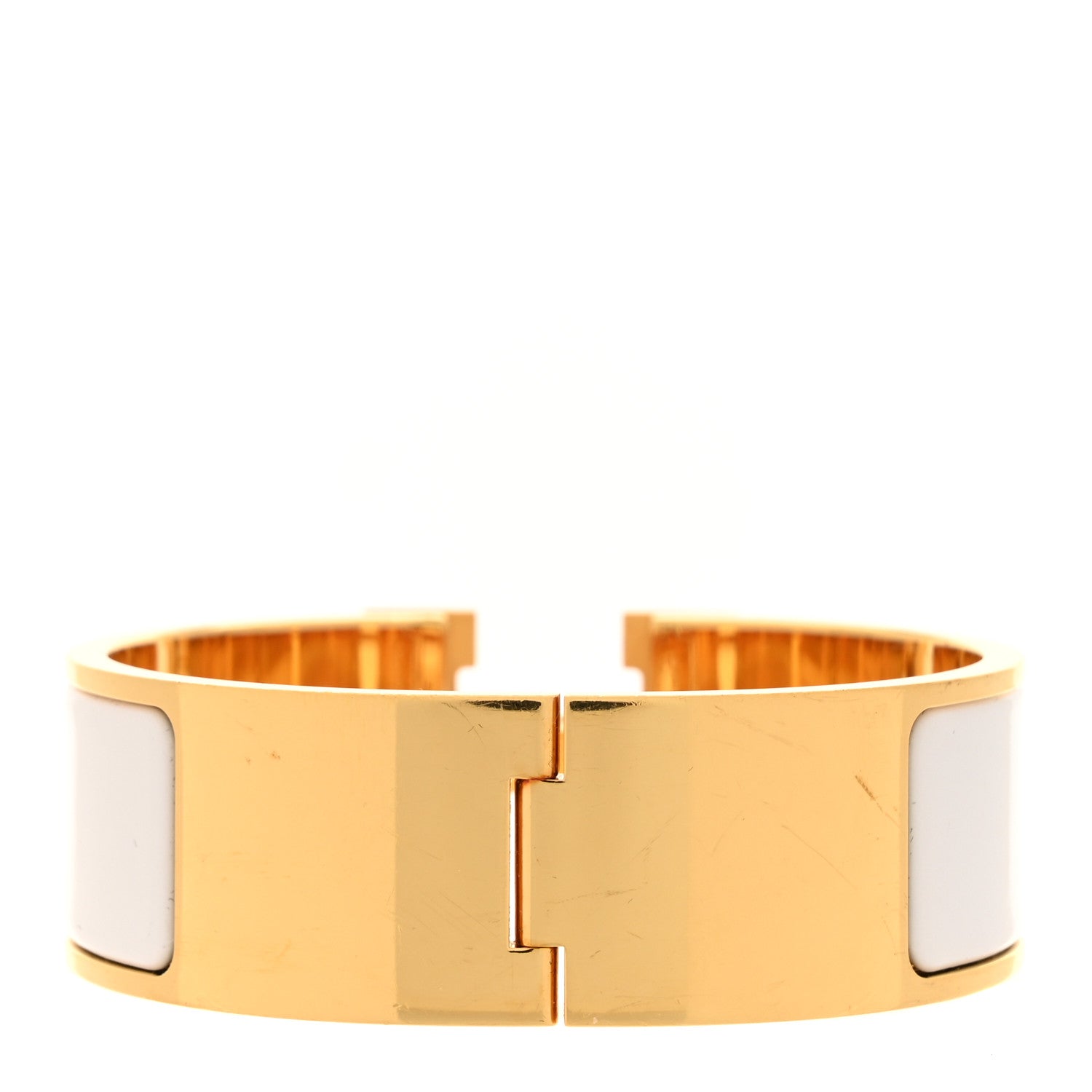 Hermes Enamel Wide Clic Clac H Bracelet GM White 3 of 4