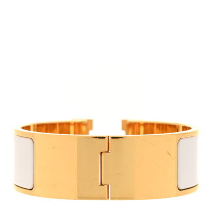 Hermes Enamel Wide Clic Clac H Bracelet GM White 3 of 4