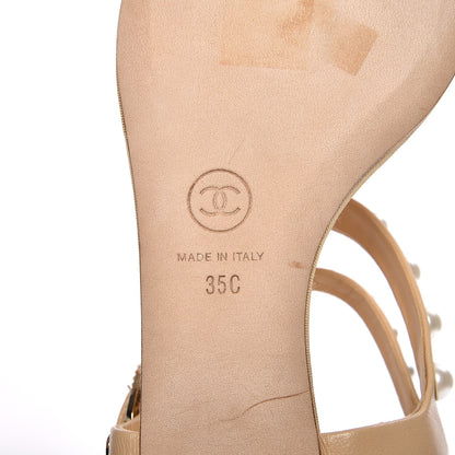 Chanel Lambskin Pearl Thong Sandals 35 Beige 7 of 9