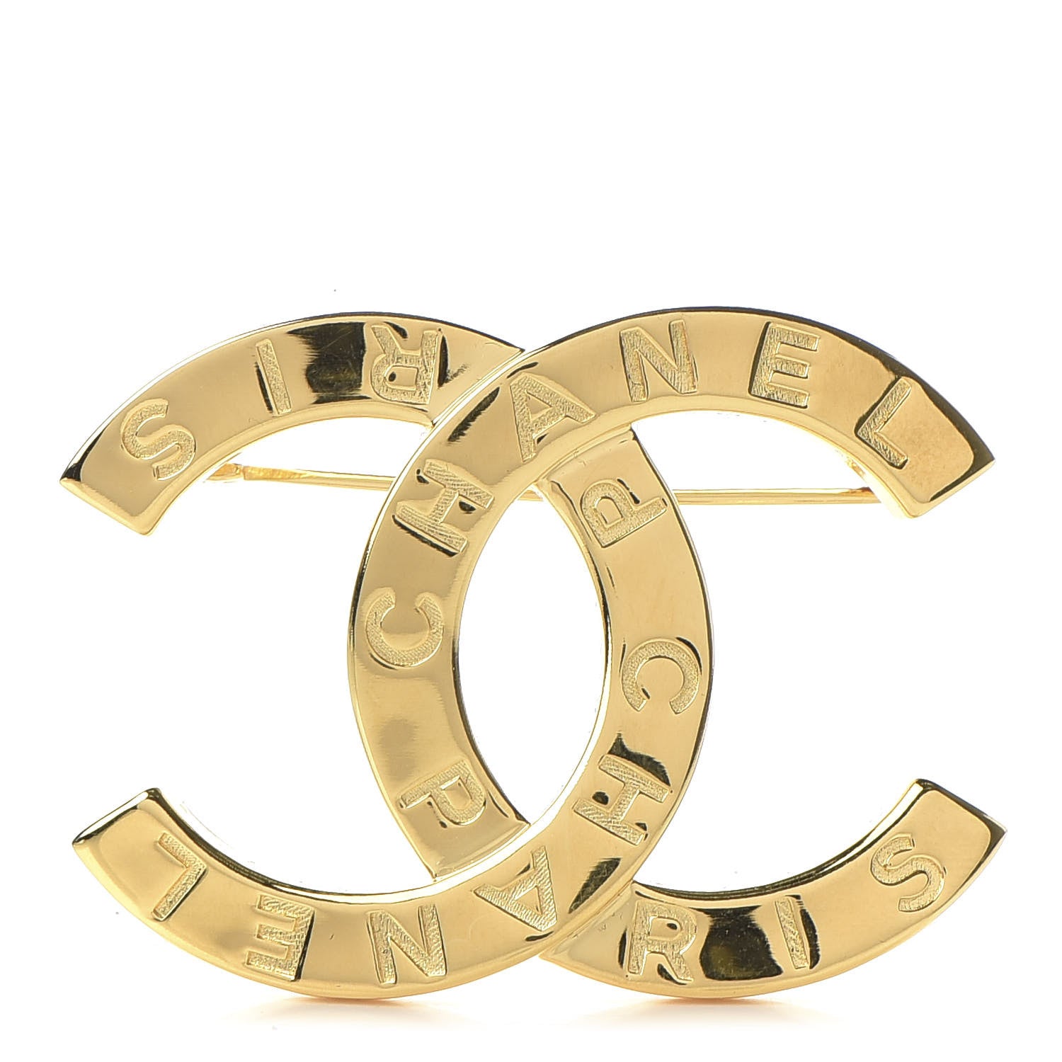 Chanel Metal Paris Button CC Large Brooch Gold 1 of 5