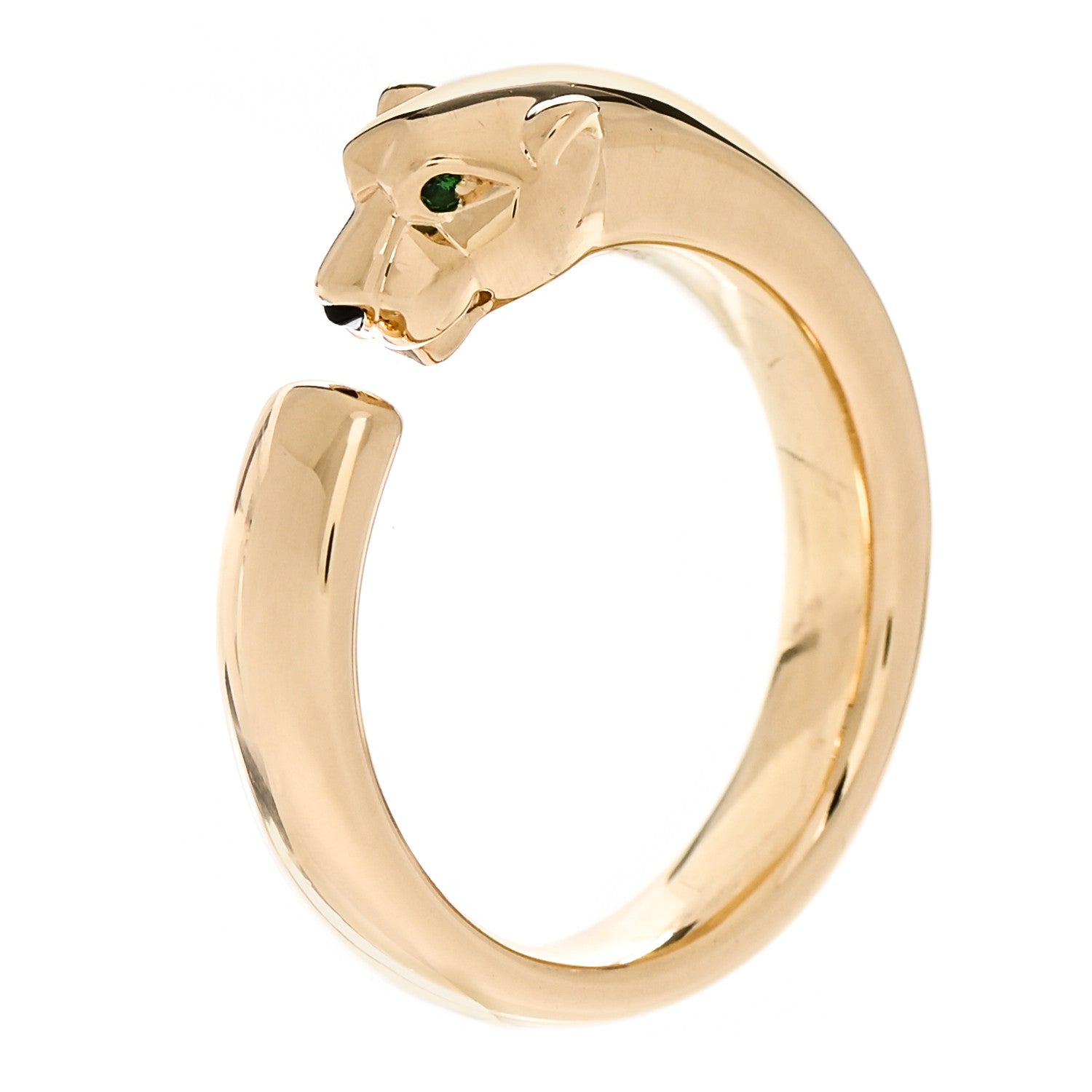 Cartier 18K Yellow Gold Tsavorite Onyx Panthere De Cartier Ring 56 7.75 1 of 5