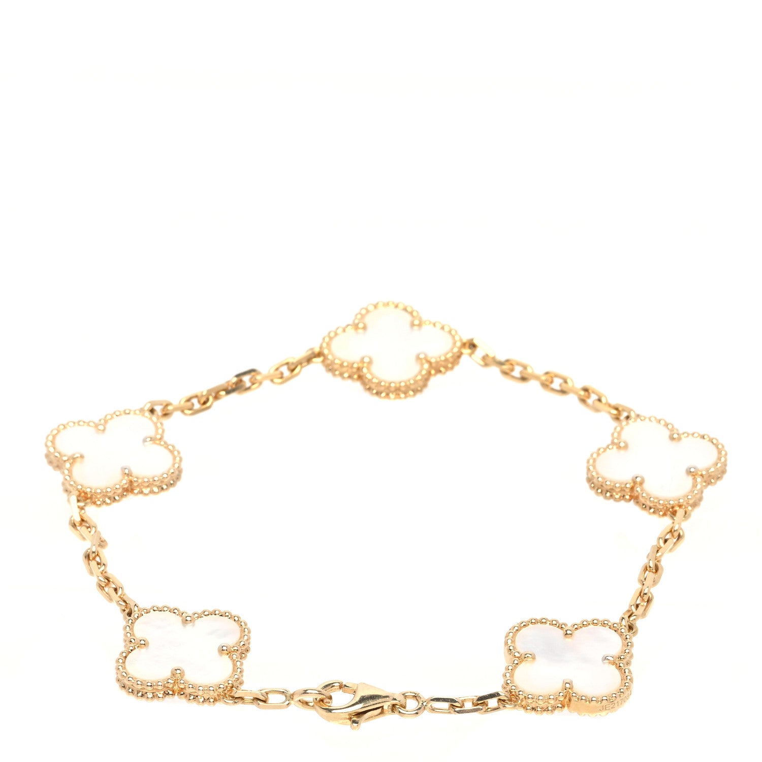 Van Cleef & Arpels 18K Yellow Gold Mother of Pearl 5 Motifs Vintage Alhambra Bracelet 2 of 7