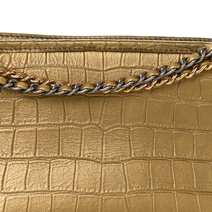 Chanel Metallic Calfskin Crocodile Embossed Medium Gabrielle Cocodile Hobo Gold 8 of 14