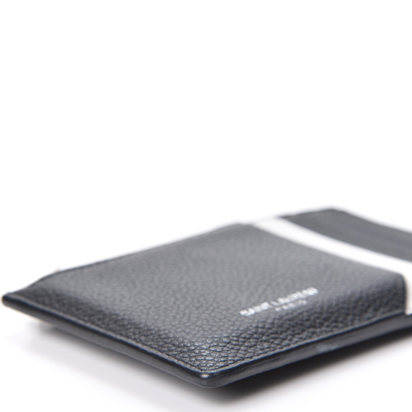 Grained Calfskin 5 Fragments Zip Pouch Card Holder Black