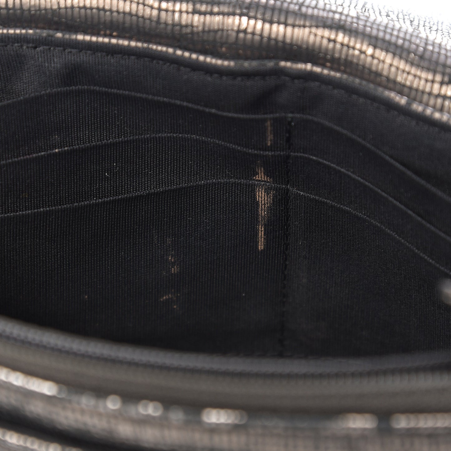 Iridescent Stamped Calfskin Half Moon Wallet On Chain WOC Silver