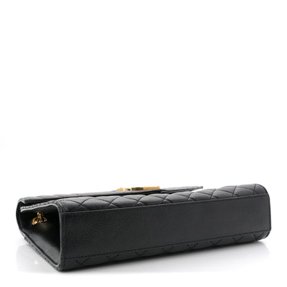 Saint Laurent Grain De Poudre Textured Mixed Matelasse Triquilt Medium Monogram Satchel Black 4 of 11