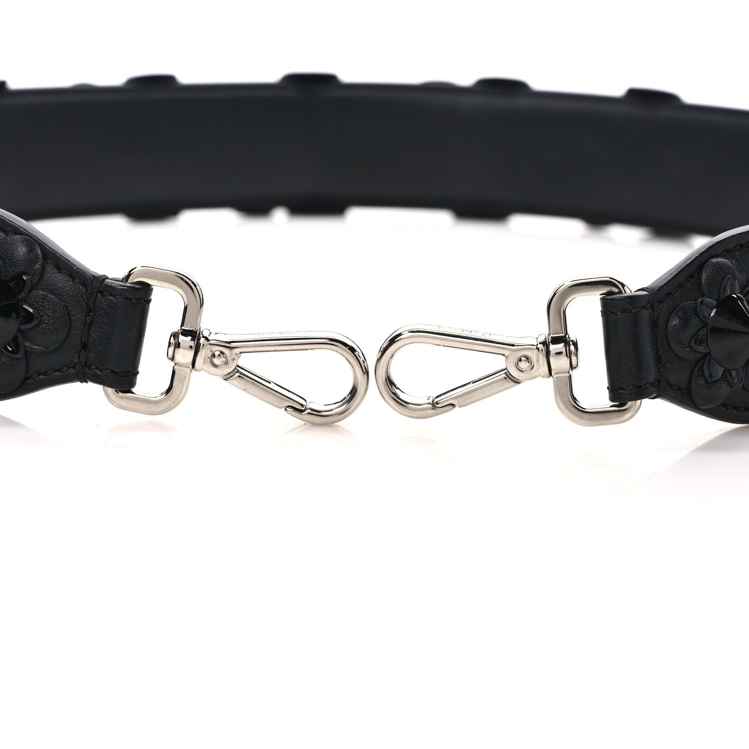 Fendi Vitello Dolce Nappa Patent Flowerland Studded Strap You Black 3 of 4