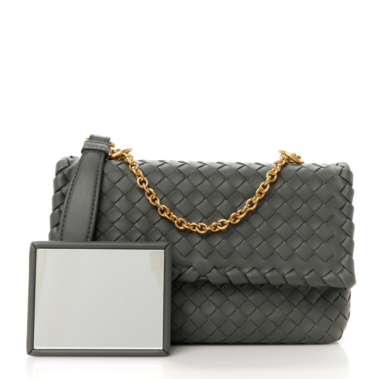 Nappa Intrecciato Baby Olimpia Shoulder Bag Steel