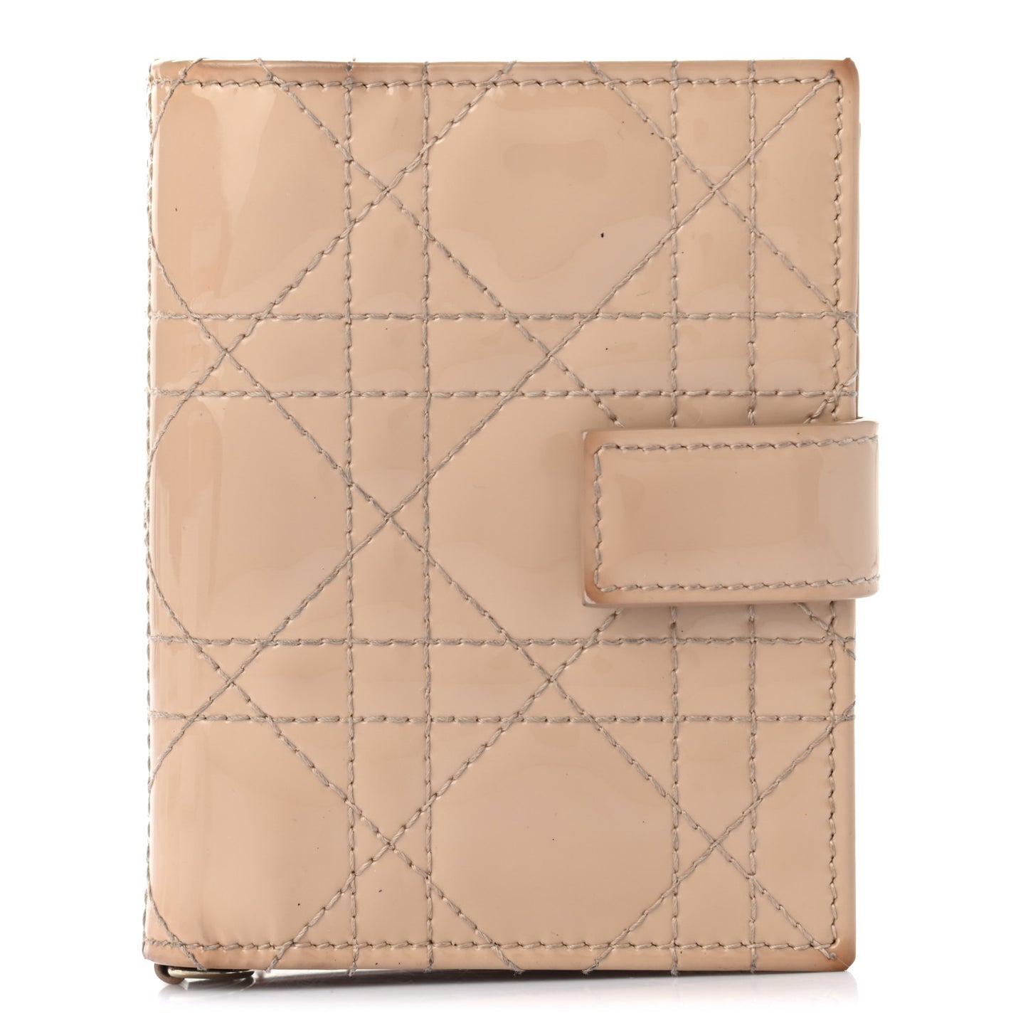 Patent Cannage Lady Dior Eden Wallet Beige