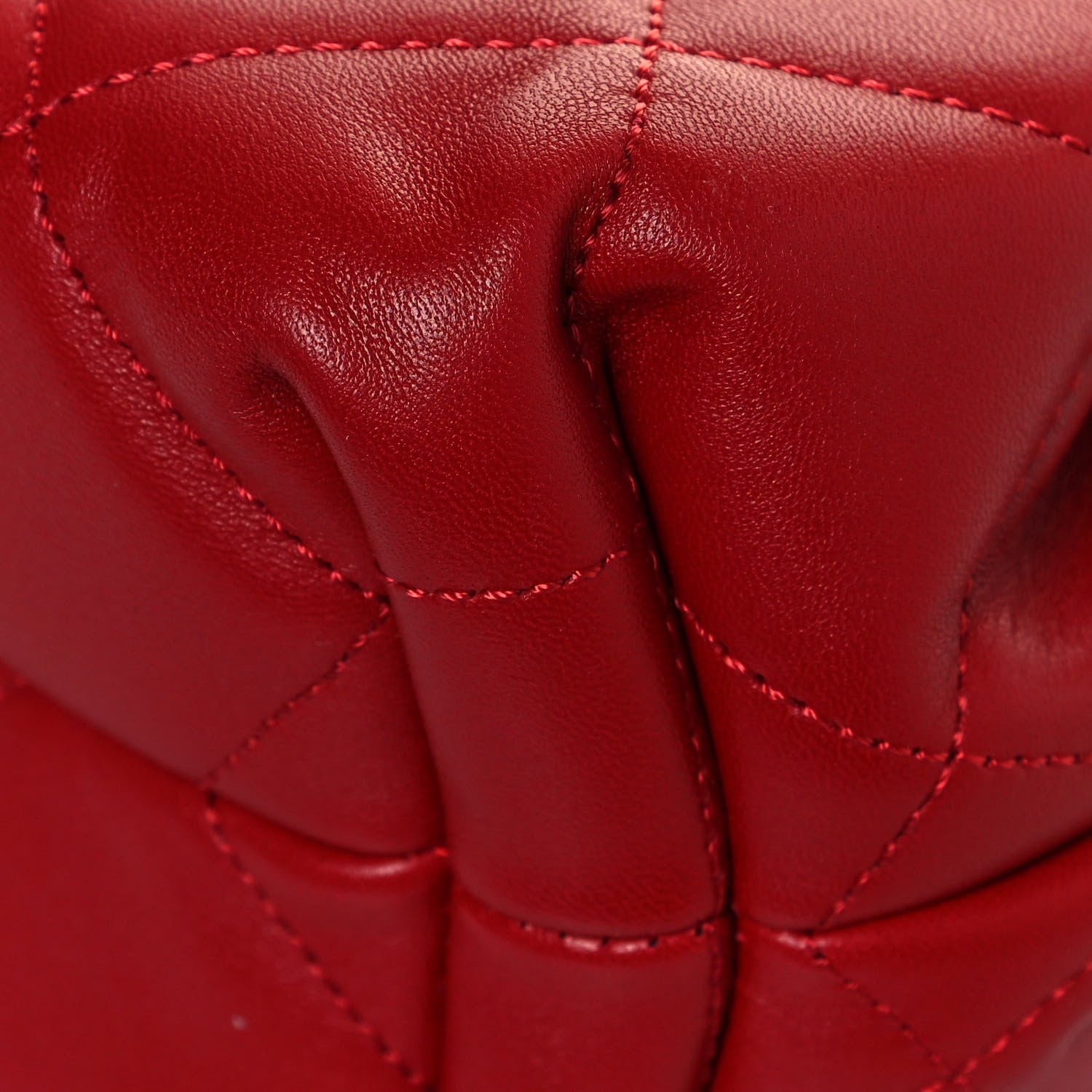 Chanel Lambskin Quilted CC Dweller Drawstring Bucket Bag Red 12 of 13