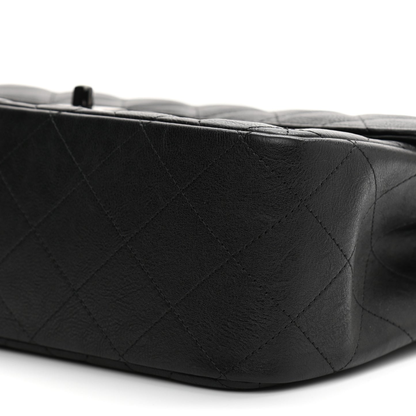 Crumpled Calfskin Quilted Jumbo Double Flap So Black