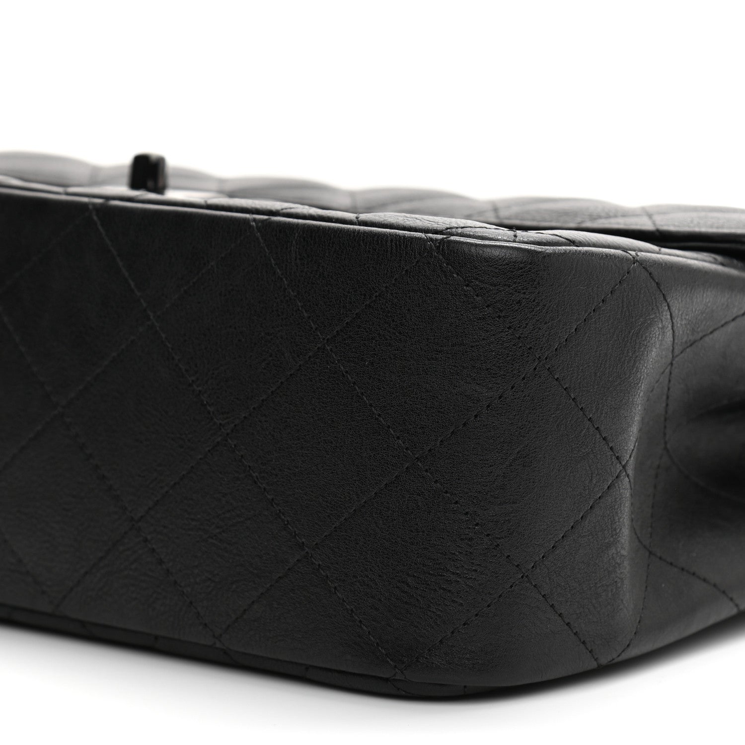 Chanel Crumpled Calfskin Quilted Jumbo Double Flap So Black 10 of 12