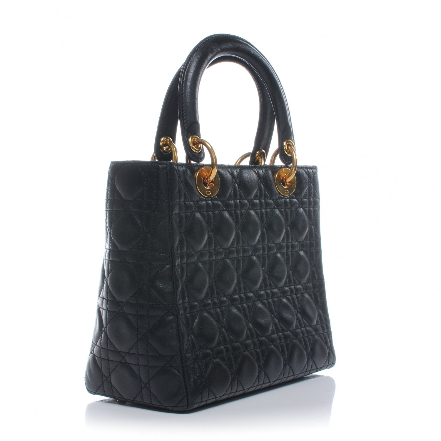 Christian Dior CHRISTIAN DIOR Lambskin Cannage Medium Lady Dior Black 3 of 7