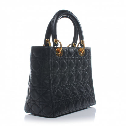 Christian Dior CHRISTIAN DIOR Lambskin Cannage Medium Lady Dior Black 3 of 7