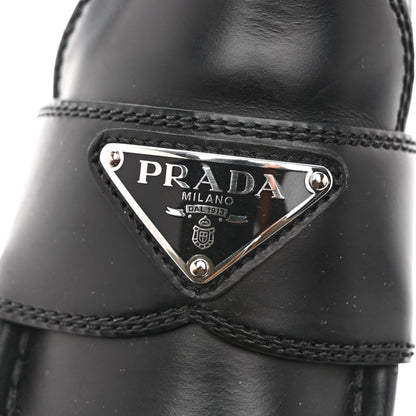 Prada Spazzolato Rois Metal Triangle Logo Monolith 55mm Loafers 38.5 Black 37.5 Black 10 of 11
