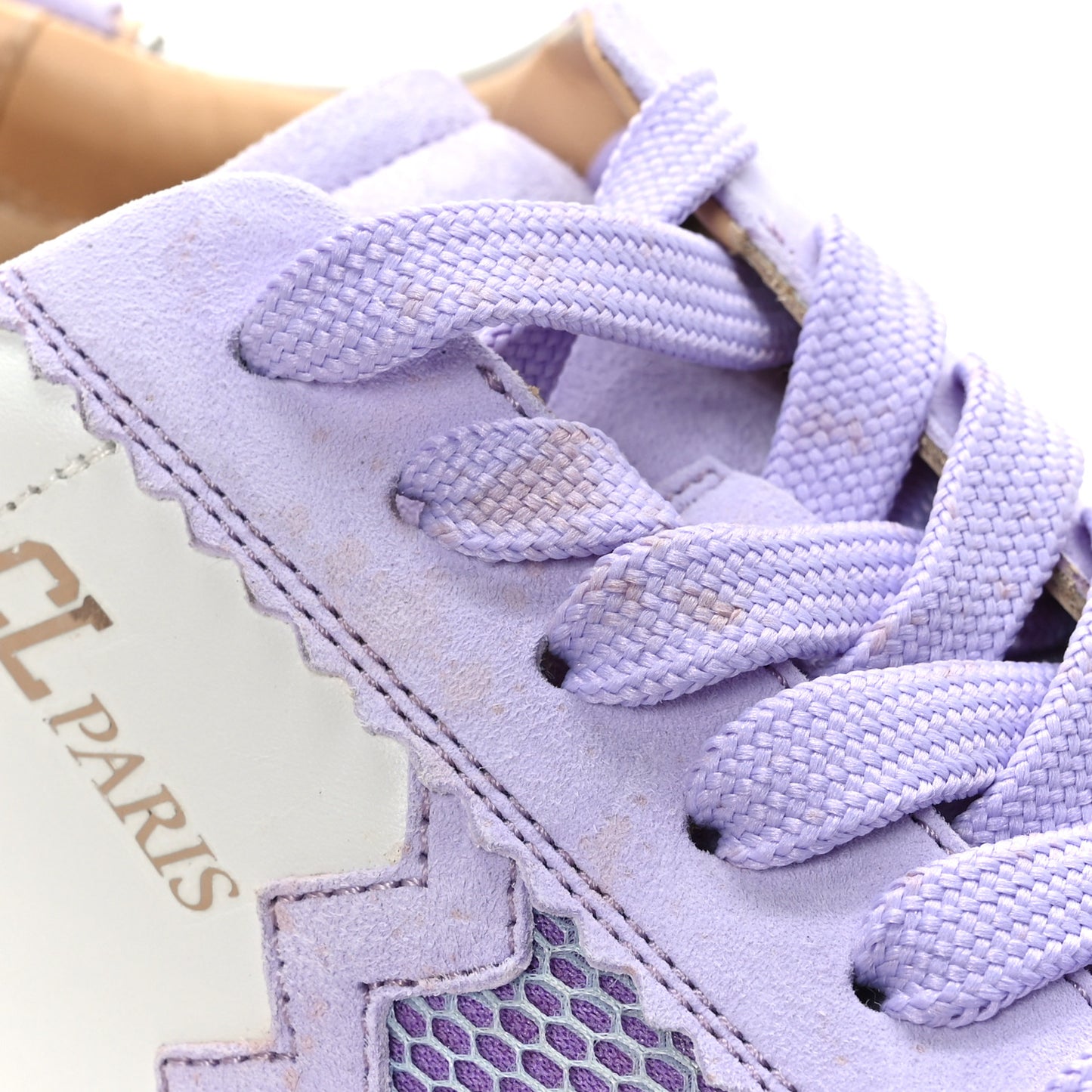 Suede Mesh Calfskin Neoprene Loubishark Sneakers 40 Lilac Smoke