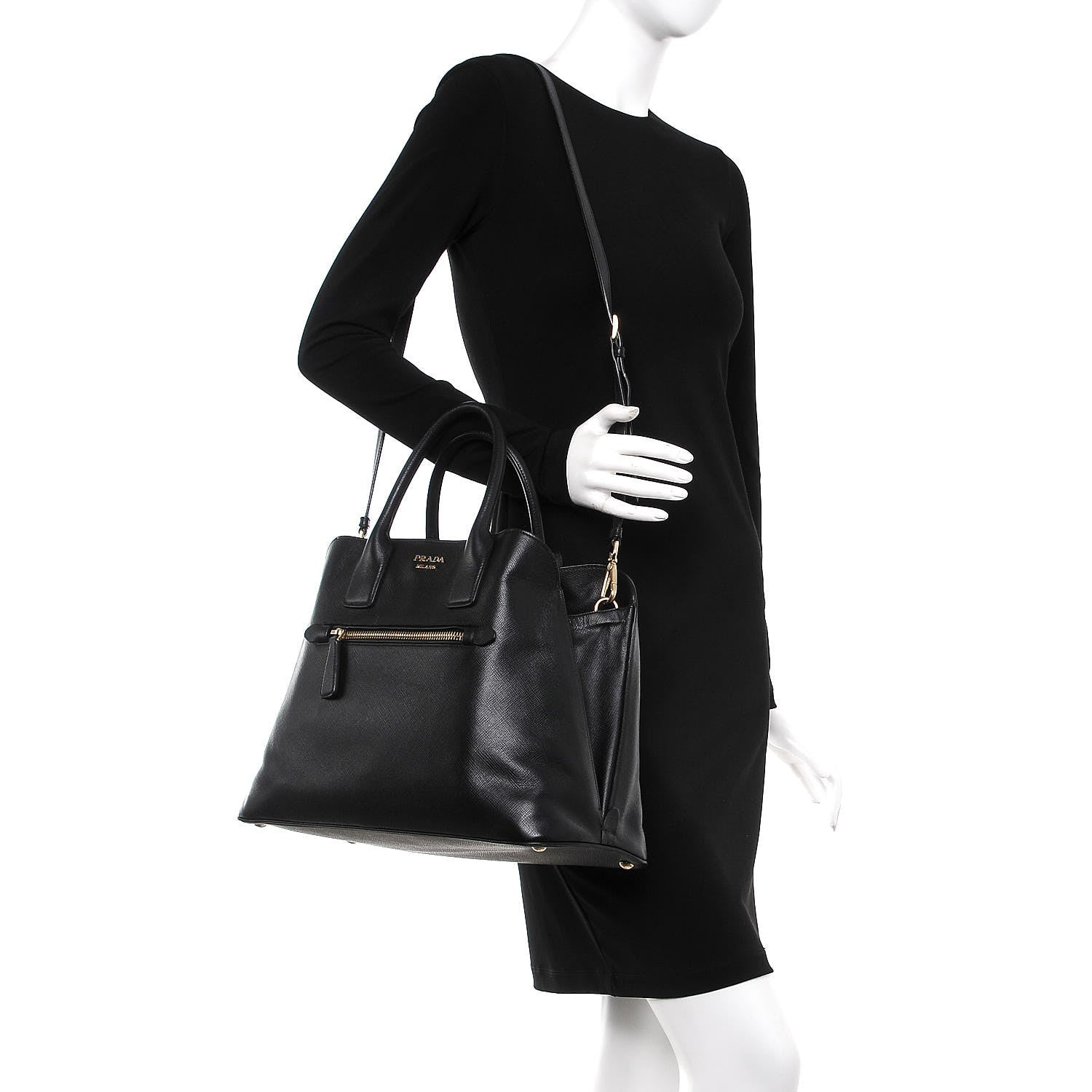 Prada Saffiano Cuir Open Promenade Tote Black 2 of 8