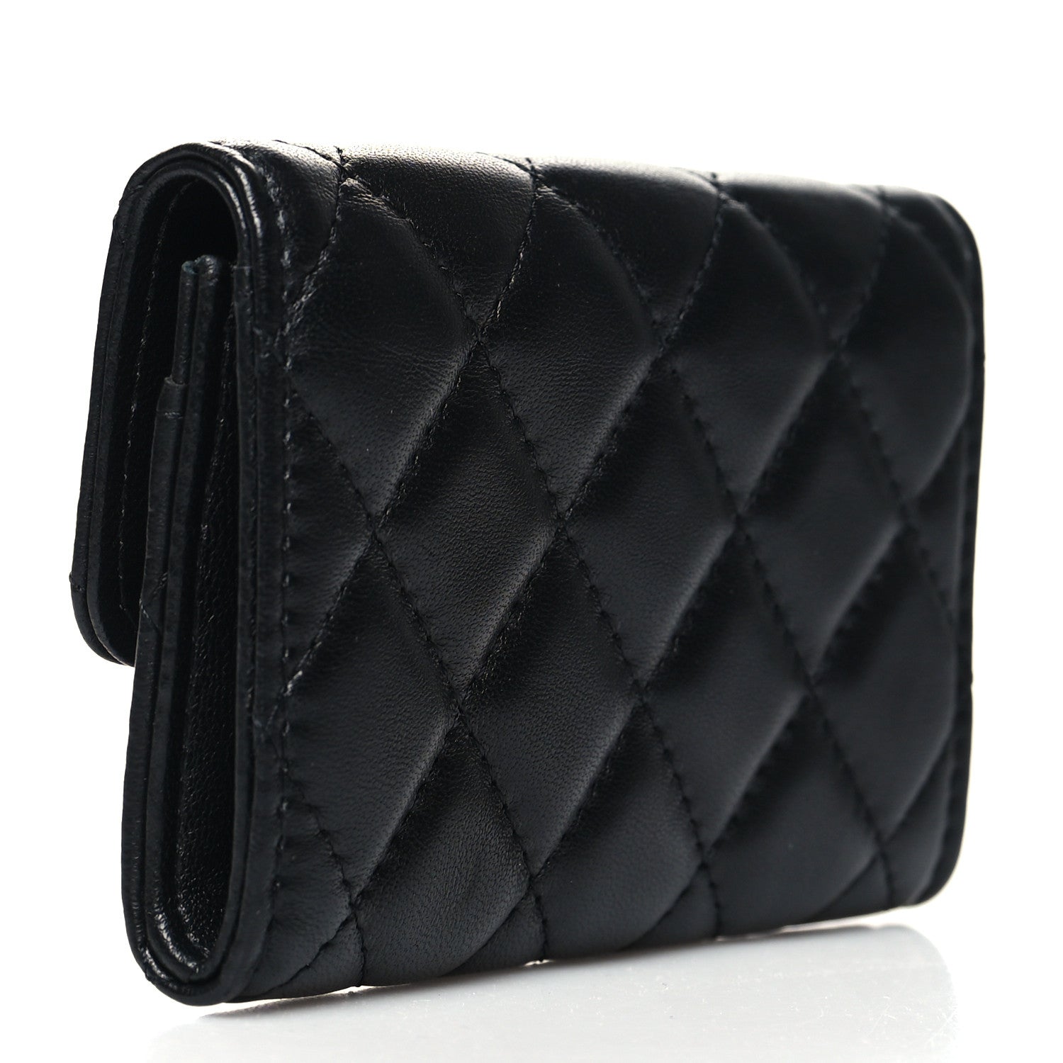 Chanel Lambskin Quilted Flap Card Holder Wallet Black 3 of 11