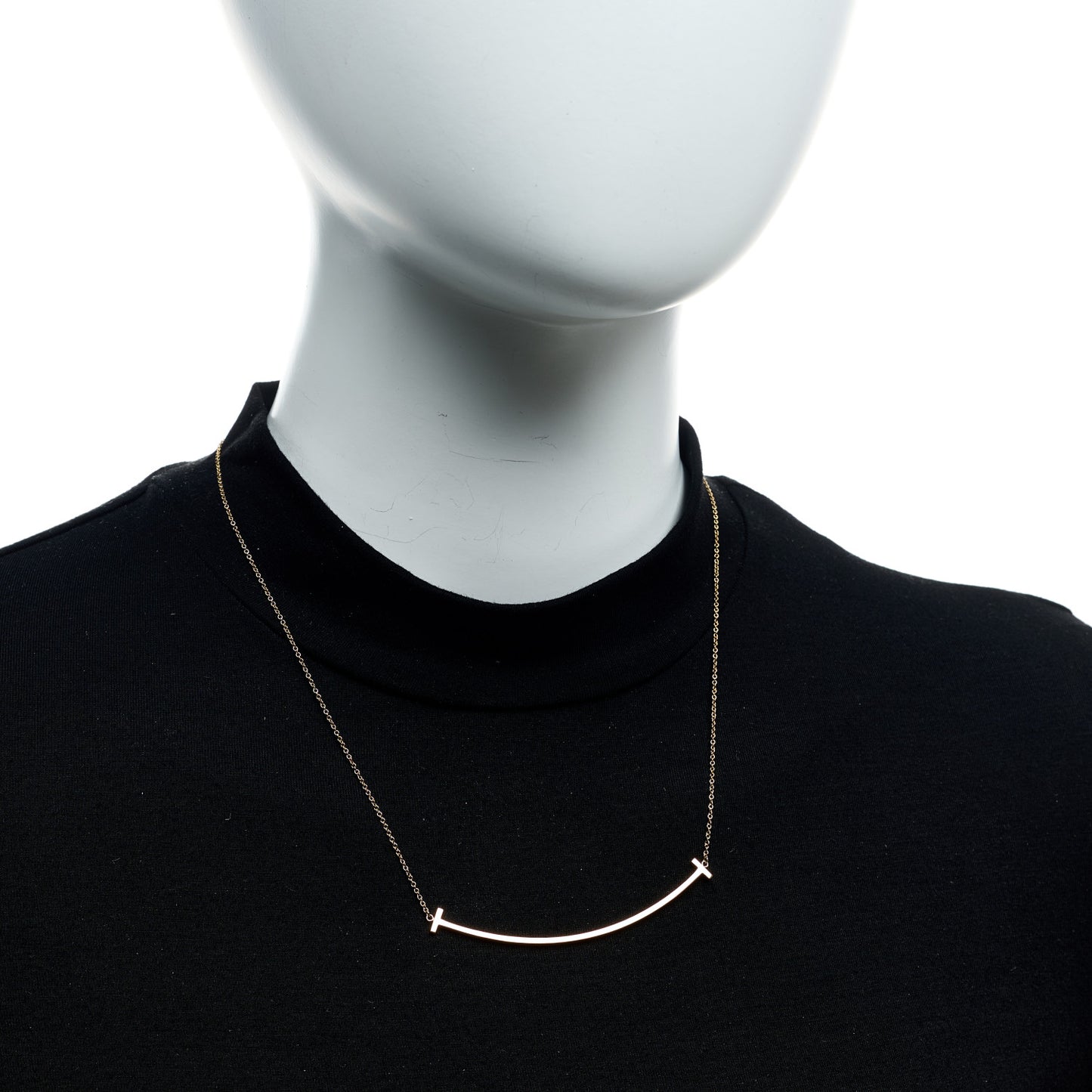18K Yellow Gold Large T Smile Pendant Necklace