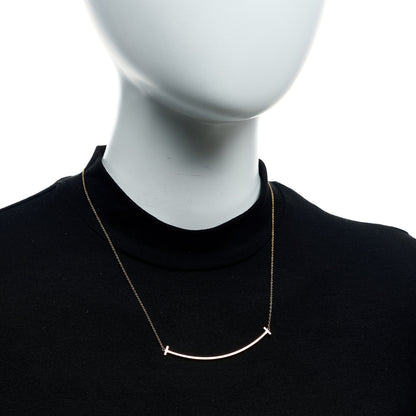 Tiffany 18K Yellow Gold Large T Smile Pendant Necklace 2 of 6