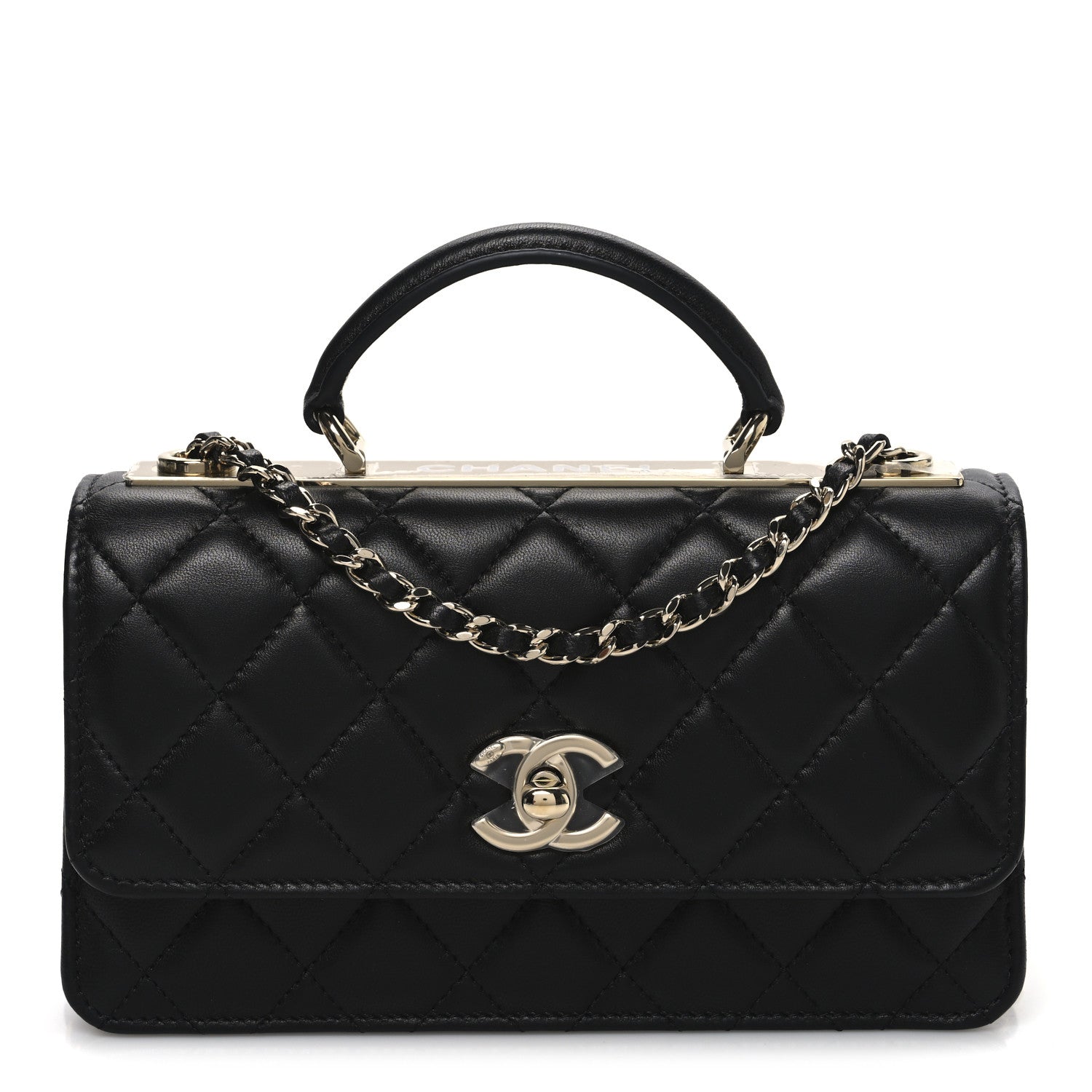 Chanel Lambskin Quilted Trendy CC Dual Handle Clutch With Chain Black 1 of 12