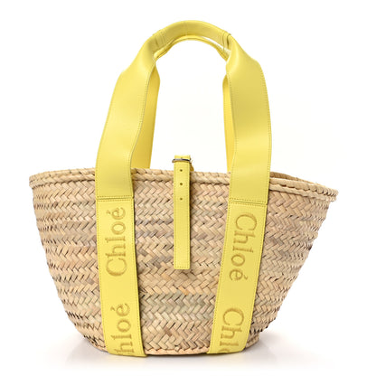 Chloe Raffia Smooth Calfskin Medium Sense Basket Daffodil Yellow 1 of 10