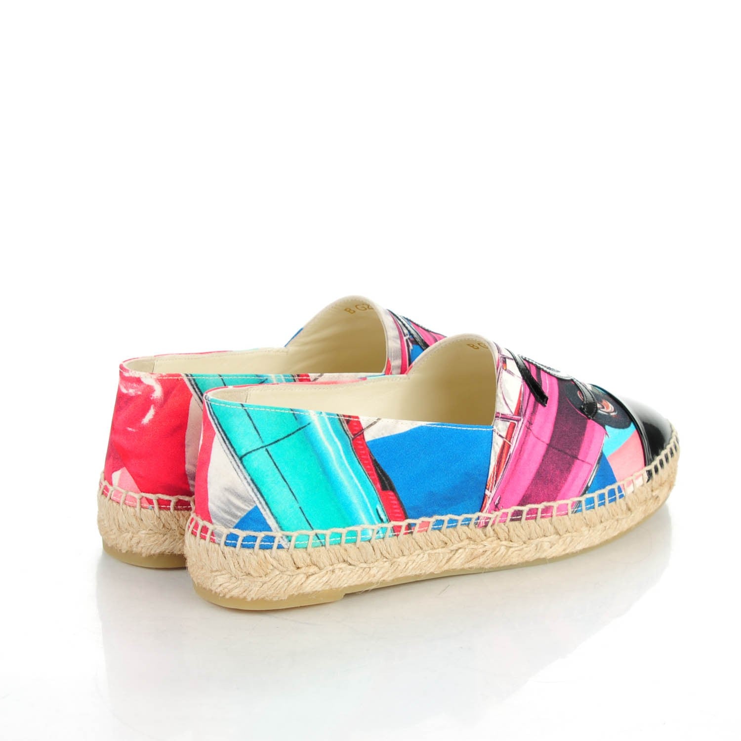 Chanel Fabric Patent CC Espadrilles 37 Multicolor Black 4 of 8