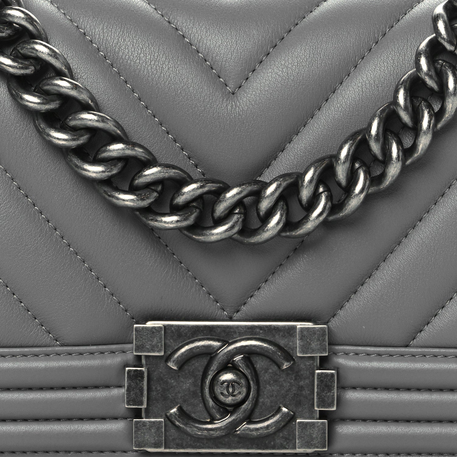 Chanel Calfskin Chevron Quilted Small Boy Flap Grey 8 of 11