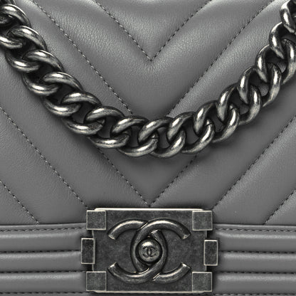 Chanel Calfskin Chevron Quilted Small Boy Flap Grey 8 of 11