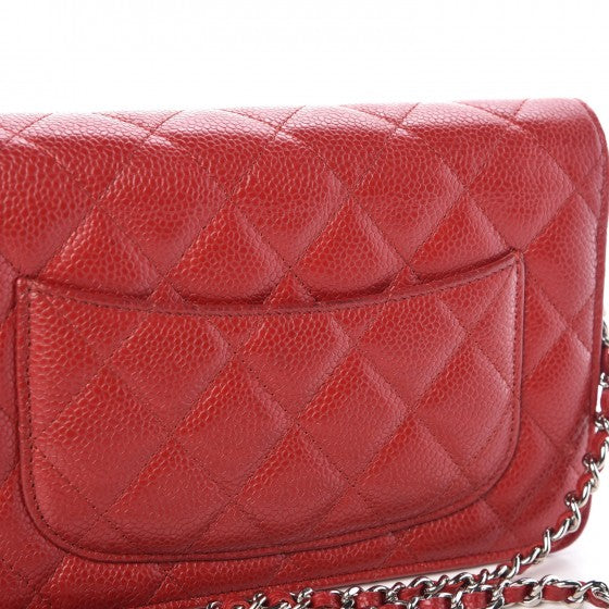 Chanel Caviar Quilted Wallet on Chain WOC Red 9 of 11