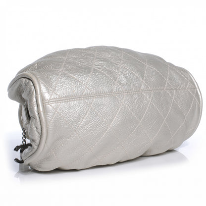 Chanel Metallic Deerskin Stitched Bowler Grey 4 of 7